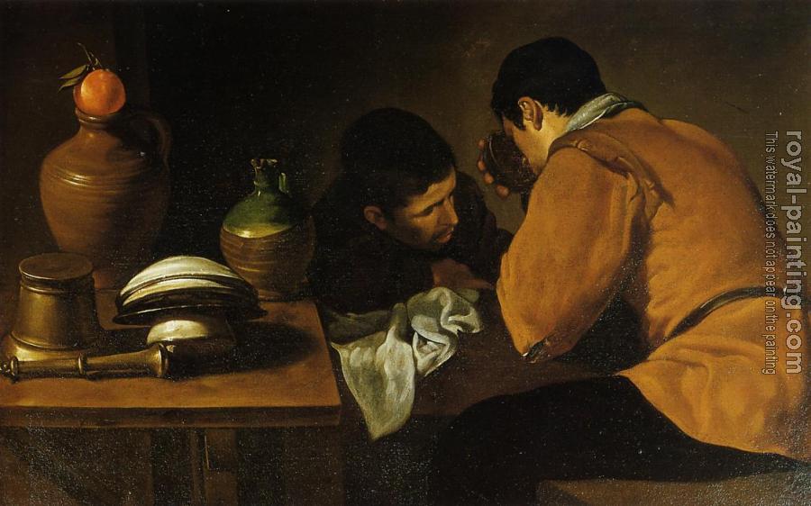 Diego Rodriguez De Silva Velazquez : Two Young Men Eating At A Humble Table